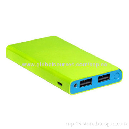 Dual-USB 6,000mAh Power Banks, Li-polymer Battery Cell, Aluminum Alloy Housing